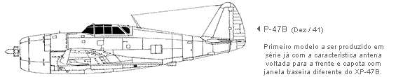 vista perfil do P-47B com segundo modelo de capota