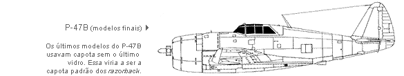 vista perfil do P-47B com terceiro modelo de capota